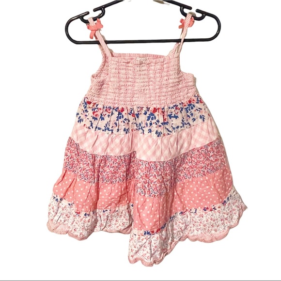 Childrens Place Toddler Size 4T Girl Pink Patchwork Sleeveless Flare Dress - Picture 1 of 4